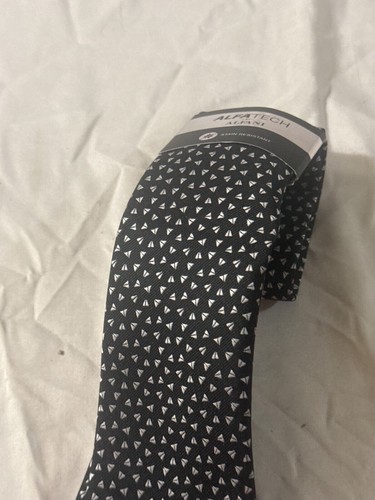 $69 New Alfani Men's Black Printed Neck Tie Size One - 第 3/6 張圖片