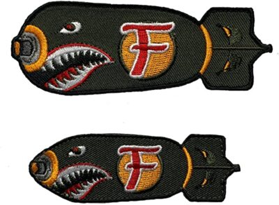 Dropping F Bomb WW 2 Style Patch [2PC Bundle  Hook  Fastener-F9-FB8]