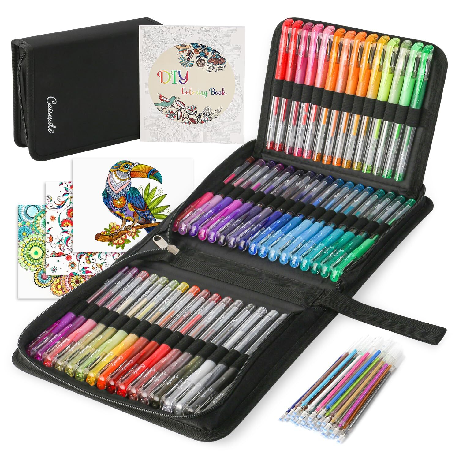 Glitter Pens for Adult Coloring Books, 96 Pack Artist Pens Marker 48 Colored ...-image