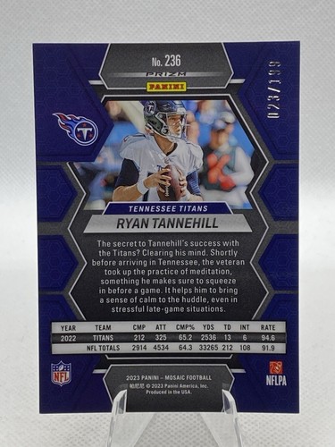 2023 Panini Mosaic - [Base] - Orange Mosaic Prizm #236 - Ryan Tannehill /199 - Bild 2 von 2