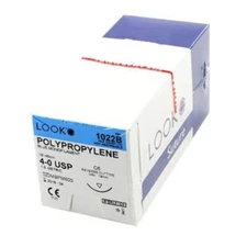 Look X1022B Polypropylene Blue Sutures 4-0 18'' C6 3/8 Circle 18mm 12/Pk
