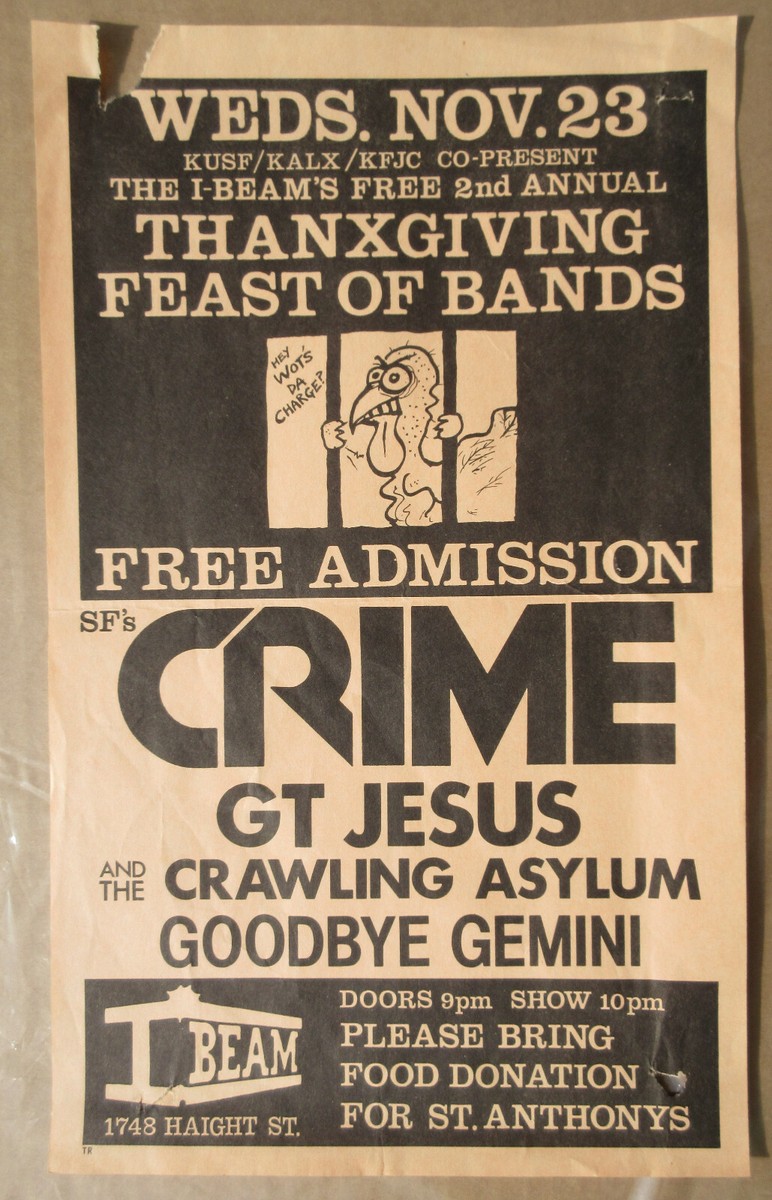 CRIME I-Beam SAN FRANCISCO 1983 Punk CONCERT POSTER GT Jesus