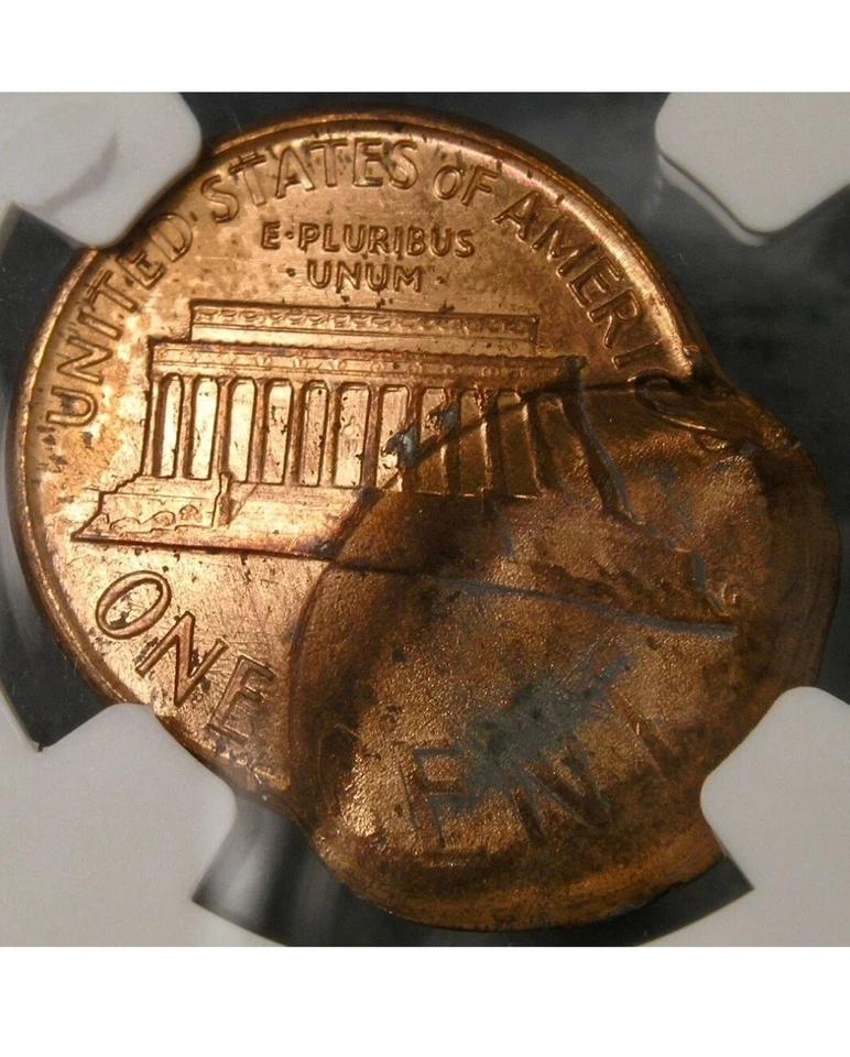 1988 Lincoln Cent  Double Struck,  60 % Off-Center  Double LIBERTY NGC MS64 - Image 3 of 4
