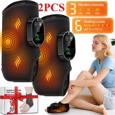 2-Pack Cordless Foot & Ankle Massager with Heat & Vibration for Pain Relief