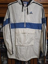 Vintage 1990s White and Blue Adidas Half Zip Windbreaker Jacket Size L