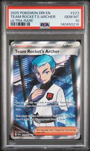 PSA 10 Team Rocket'S Archer #223 2025 Pokemon Destined Rivals 140450216