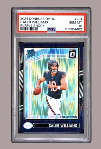CALEB WILLIAMS ~ 2024 Donruss Optic PURPLE SHOCK Rated Rookie🔥PSA 10 Gem Mint