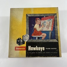 Vintage Kodak Brownie Hawkeye Flash Outfit Model Camera w/Original Box
