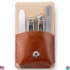 Stainless Steel Nail Clipper Set 4Pcs, Manicure Pedicure Kit with Travel Case