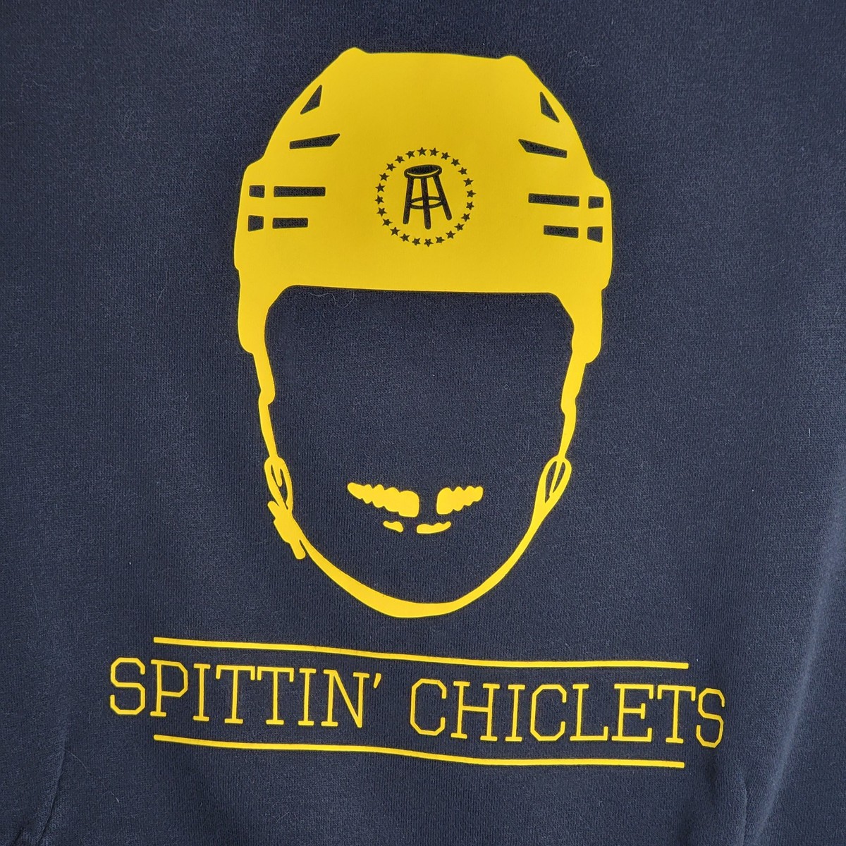 Spittin Chiclets Bauer Hoodie Black Hoodie Medium Barstool Hockey Gold Yellow View 2