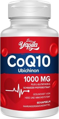 CoQ10 mit L-Glutathion 1000mg Kapseln - 100% fermentiertes Coenzym Q10, Coenzym 