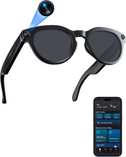 AI Smart Glasses with 8MP Camera, Continuous 12-Min 1200P Video Recording, Real-