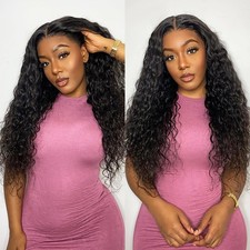 Medium black African small curly long curly front lace synthetic wig