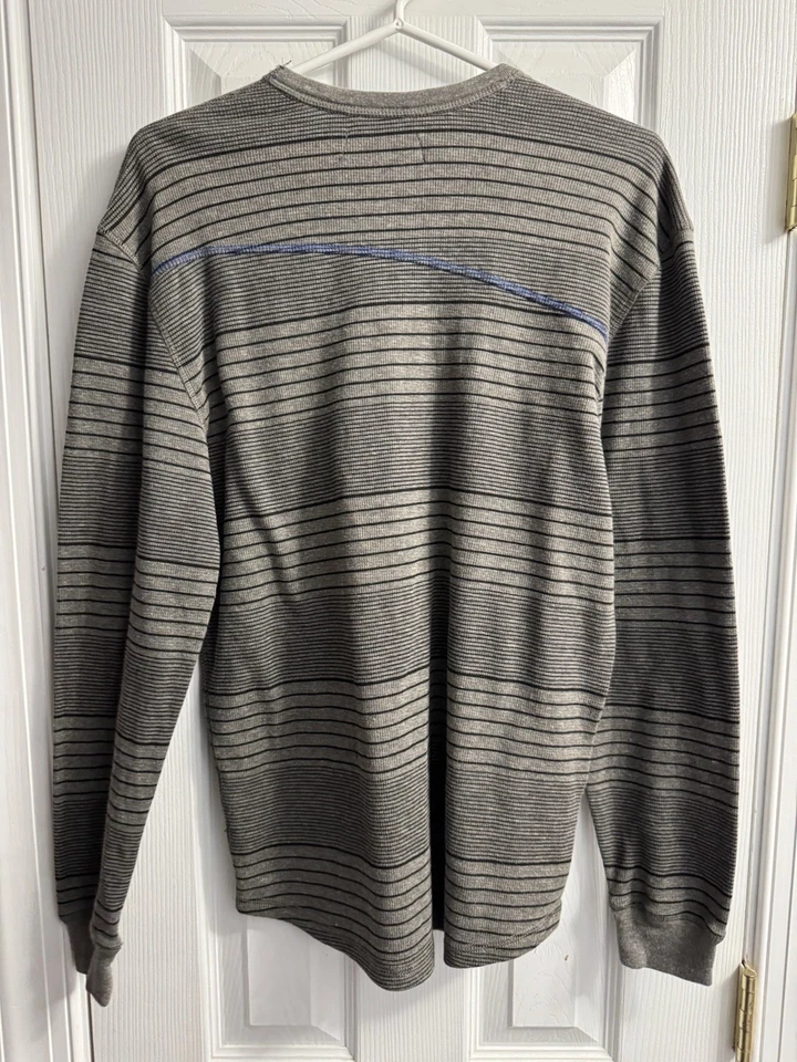 Volcom Men's Gray Long Sleeve Stripe Medium Sweater Vintage Late 90's - Image 3 of 4