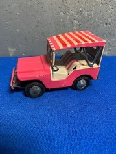 Vintage - 1950-60's TIN LITHO Friction PINK JEEP Made In Japan - Great Shape