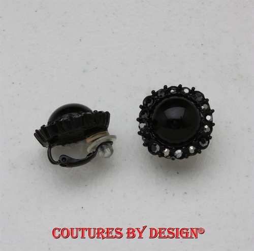 St John Knits schwarzer Onyx/Kristall Jubiläum Clip-on Cluster Ohrringe Neu mit Etikett 136 $ - Bild 2 von 2