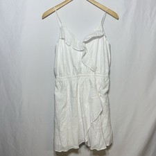 NWT Express White Ruffle-Front Spaghetti Strap Dress Medium