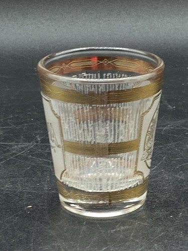 Durchbruch Schnapsglas Olympia Bier 22K Gold MCM Mid Century Modern �� - Bild 4 von 8