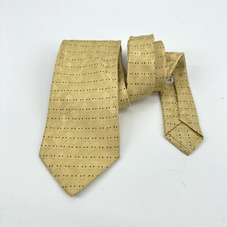 Corbata BRIONI 100% seda lunares geométricos hecha en Italia diseño dorado Foto 2 de 4