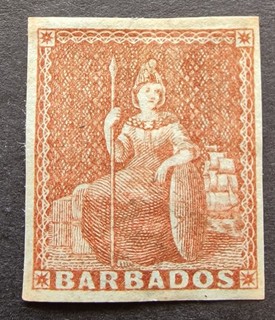Barbados QV 1855 SG5 4d Brownish Red Mint Cat £160