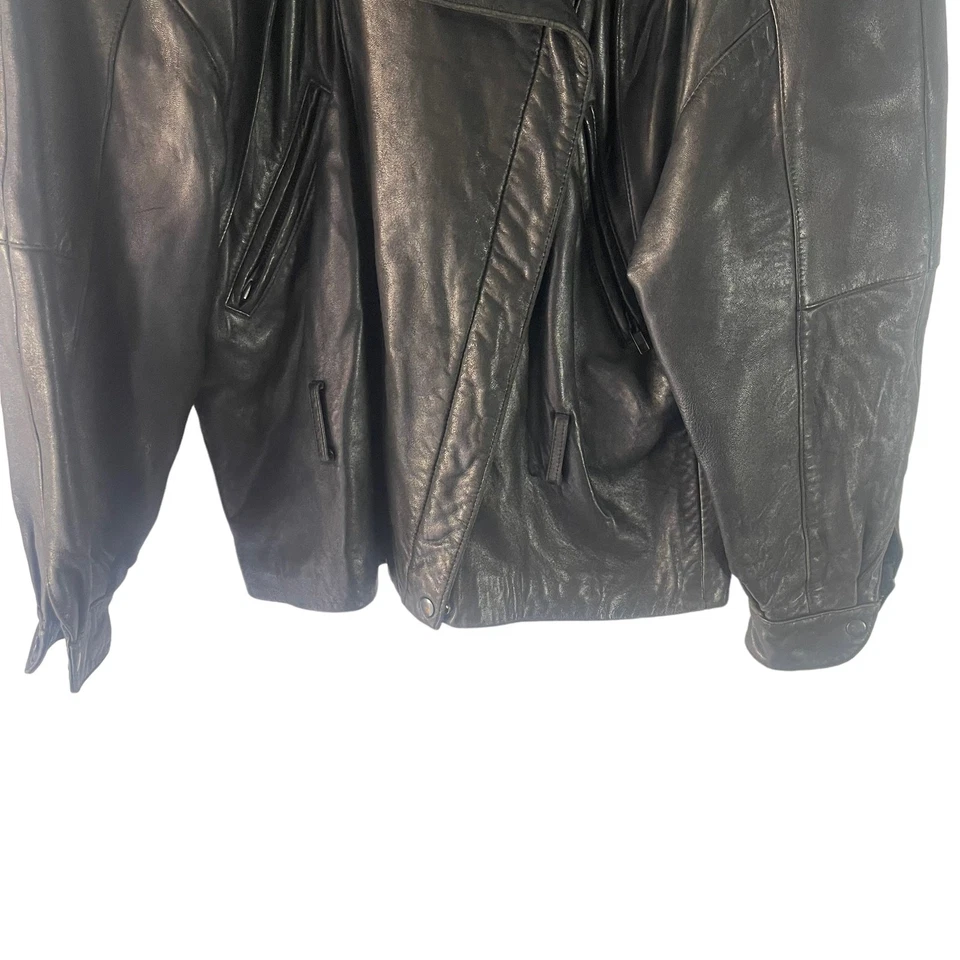 Chaqueta de Cuero Michael Hoban Vintage Años 90 Para Hombre Talla XS Negra Motociclista Moto Foto 3 de 4