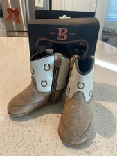BOOT BARN INFANT BOYS' LUKE LITTLE HORSESHOE WESTERN BOOTS Size 4 New In Box