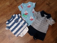 Lote 3 NUEVOS Trajes de Una Pieza Recién Nacidos-Gap y Mónica + Rayas Andy y Veleros