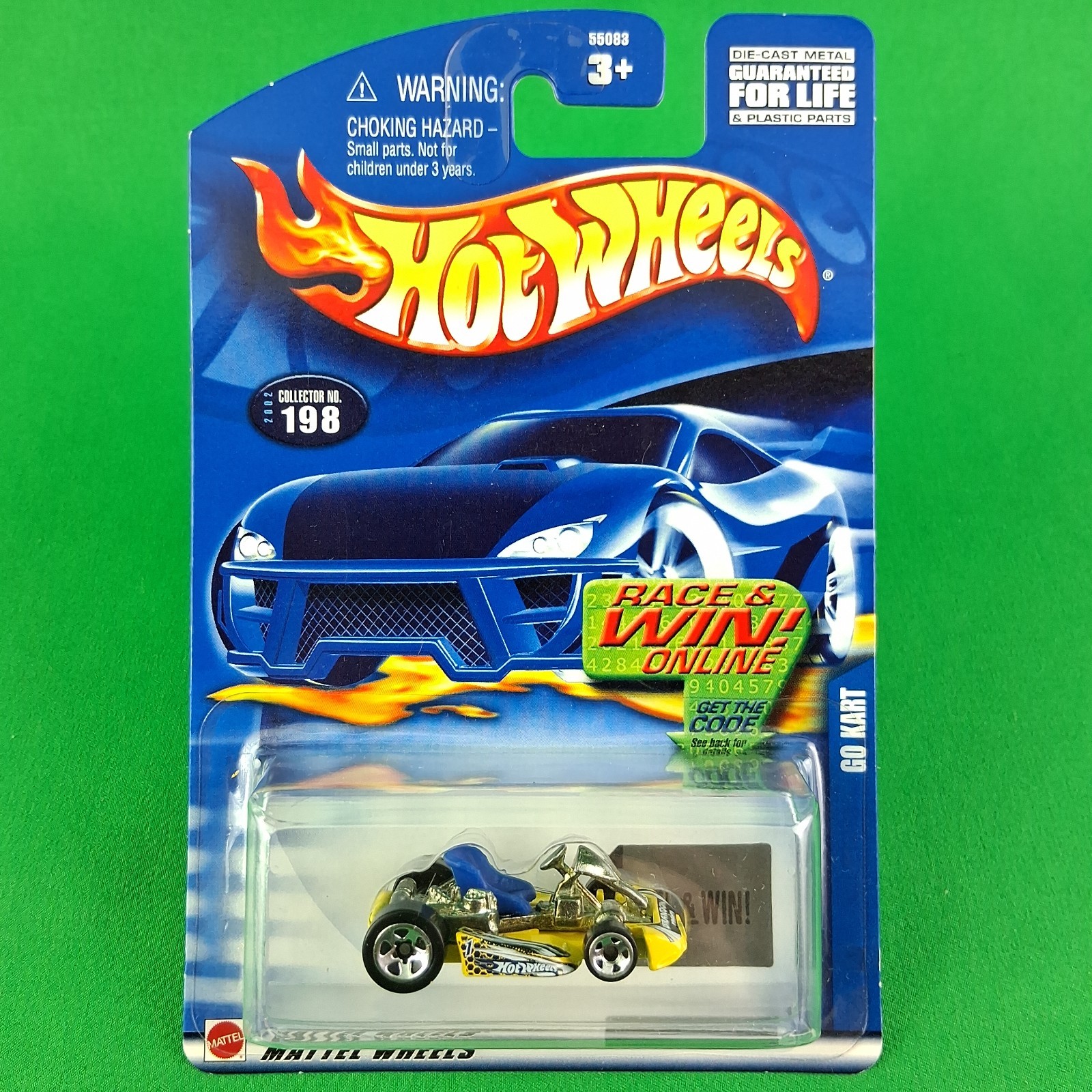 2002 Hot Wheels #198 Go Kart Yellow Race & Win Chrome 5SP Regular/Micro