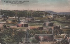 Series of Steel Tanks Glenn Oil Field, Tulsa Oklahoma c1920s Albertype Postcard