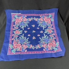 Bandana Blue Floral Vtg 20    X 21    Made USA RN 14193