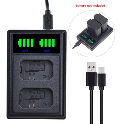 NP-FW50 Dual Battery Charger Set for Sony ZV-E10, A7, A7R, A7RII, A7II, A7SII