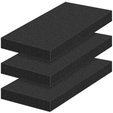 3 PCS Polyurethane Foam Sheets 18x12x2 Inch Packing Inserts Cushion Pads Black