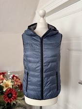 Esprit Daunen Steppweste Stepp Weste mit Kapuze & Taschen Rauchblau/Grau Gr. 38