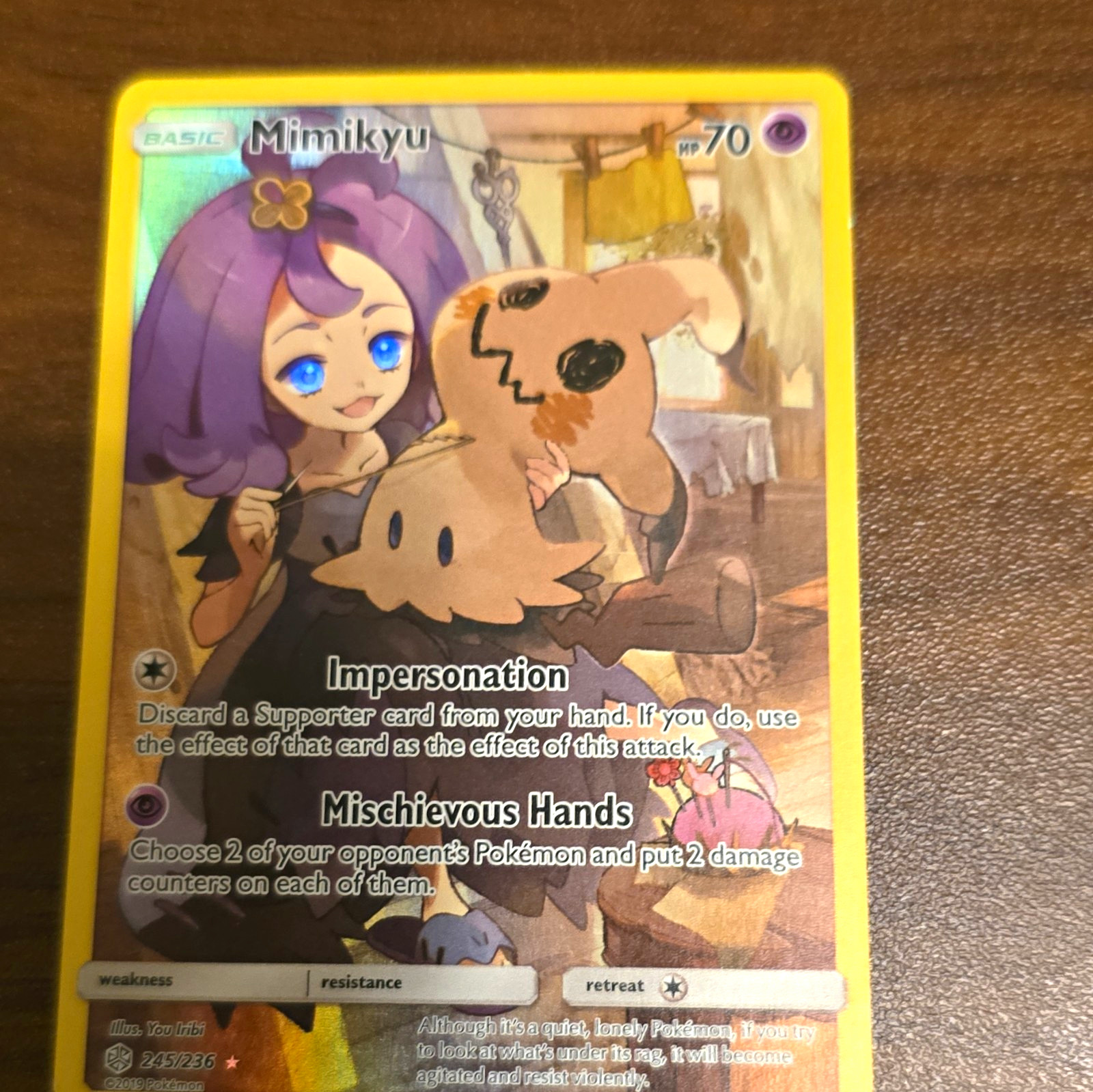 Pokemon TCG Mimikyu Secret Rare Full Art Holo SM Cosmic Eclipse 245/236 EN 2019