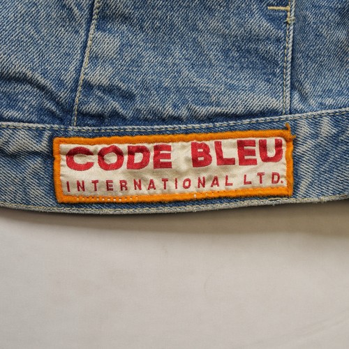 Giacca vintage Code Bleu uomo taglia L/XL blu denim jeans patchwork bomber camionista - Foto 17 di 22
