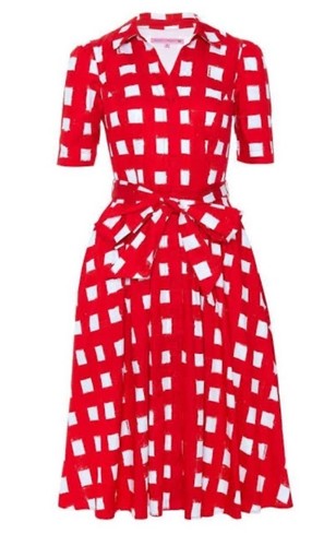Review X Bromley Fit & Flare Dress Size AU 10 Canvas Check Collar Belted RRP$299 - Picture 2 of 13