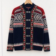 Vintage AS Evebofoss Norwegian Wool Cardigan Size 50 Nordic Fair Isle Norway L