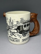 Wells Fargo Straight Shooter Vintage Cowboy Pistol Mug Western Stagecoach, Japan