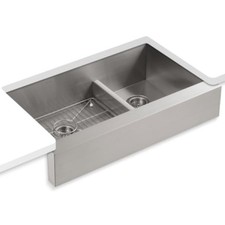 New Kohler K-3945-NA Vault 36 Double Basin Under-Mount 18-Gauge Stainless Stee 