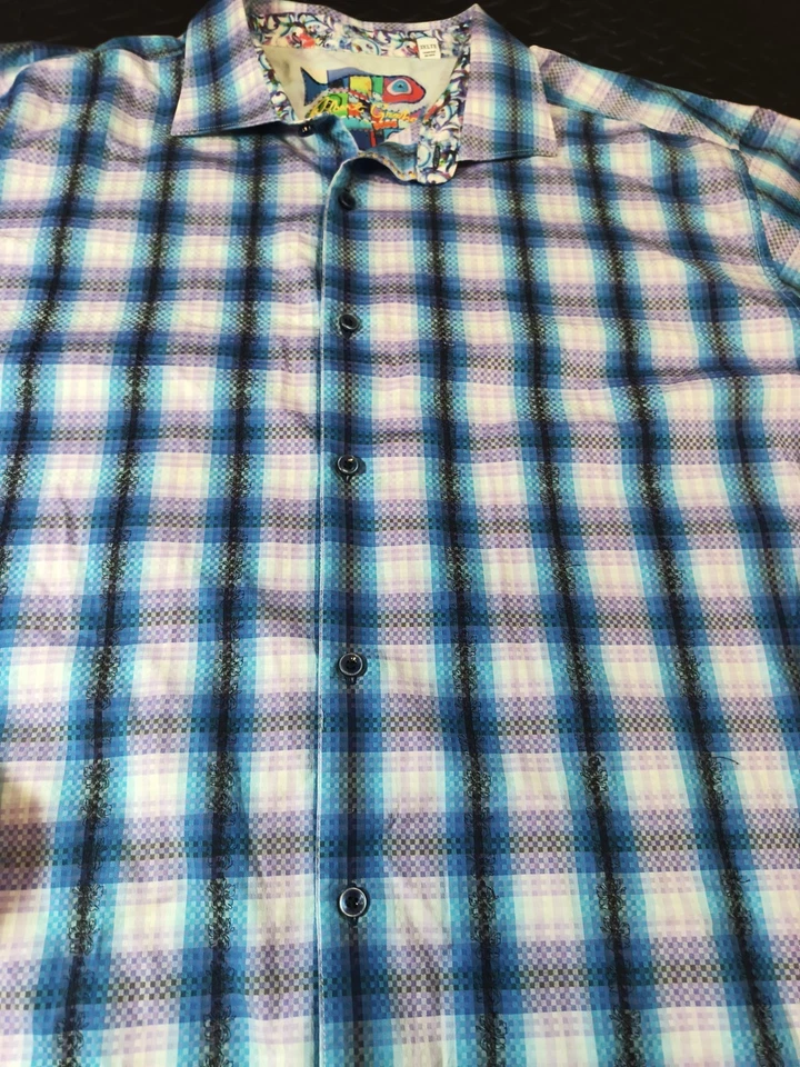 Camisa para hombre Robert Graham a cuadros puño abatible manga larga abotonada 3XLTE Foto 3 de 4