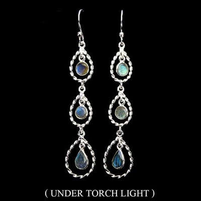 925 Sterling Silver Earrings Pear Labradorite 6x4mm Natural Gemstone Jewelry
