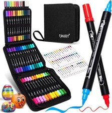 TANMIT 48 Colors Acrylic Paint Pens, Dual Tip Acrylic Paint Markers with Brush T