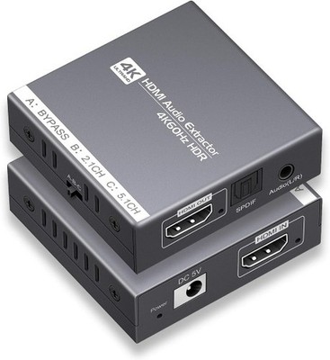 HDMI 2.0 Audio Extractor 4K 60Hz to Optical Toslink 3.5mm Aux Adapter PS4 PS5