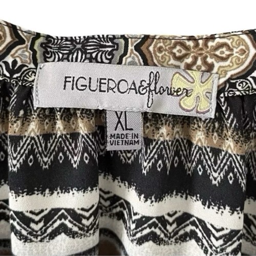 Blusa Top Flor de Higo Popover Talla XL Estampado Mixto Azteca Suroeste Marroquí - Imagen 4 de 6