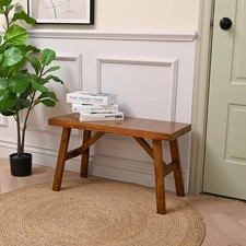 Handcrafted Solid Wood Bench, 30" - Farmhouse-Style Entryway 30 Inch, Brown