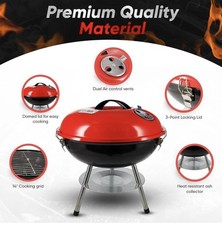 Kettle Charcoal Grill 14-Inch Portable Tabletop BBQ Dual Vent System Camping