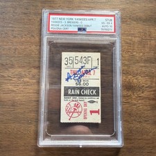 1977 REGGIE JACKSON DEBUT YANKEES TICKET 4/7/77 PSA 4 AUTO 10 (Highest Graded)