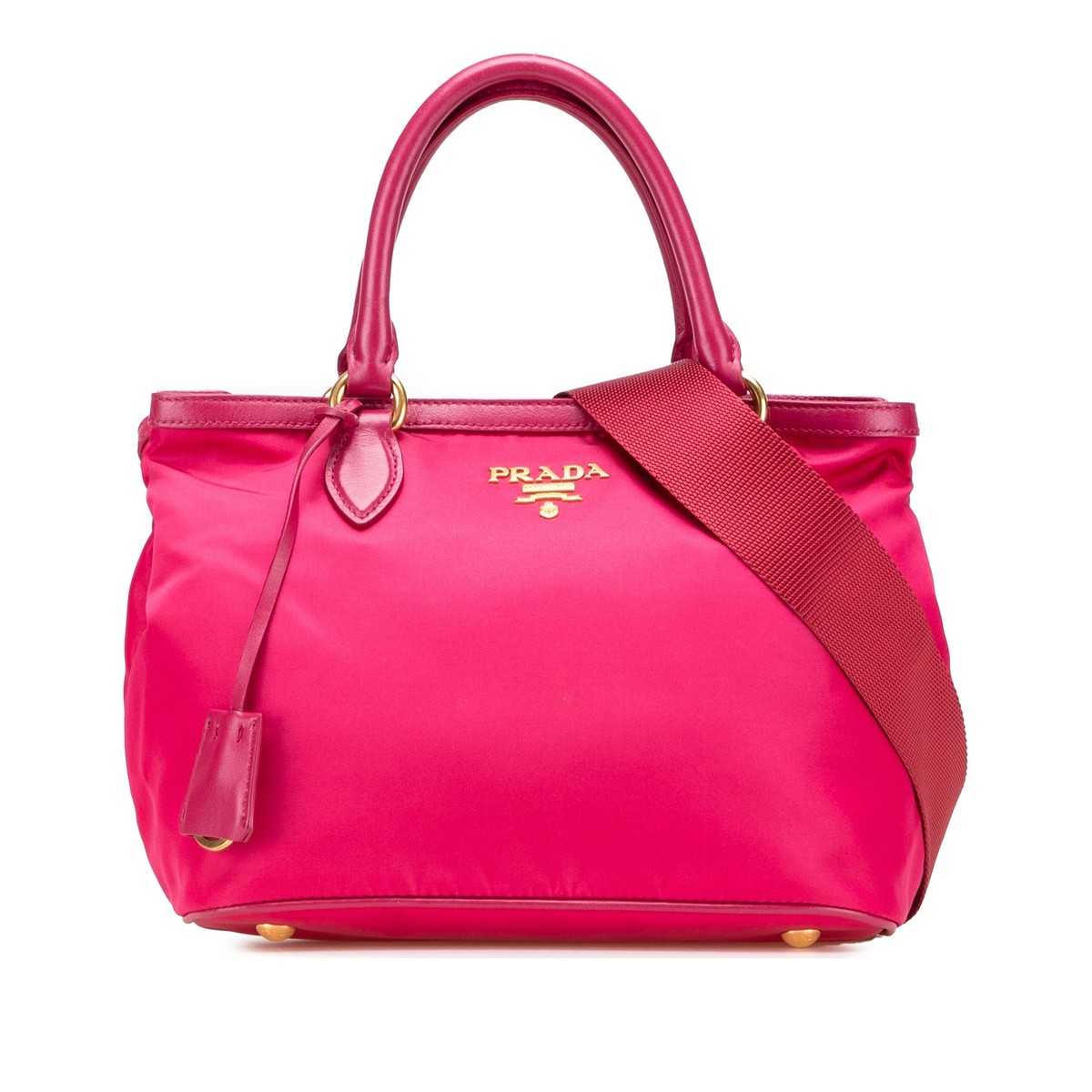 Authenticated Prada Tessuto Pink Hot Nylon Fabric Satchel