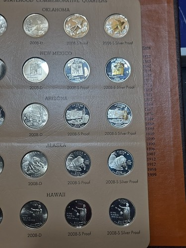 2004-2008 US Statehood Quarters (100 Coins) Including Proofs In Dansco Album - Picture 11 of 12