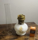 VTG ALADDIN KEROSENE OIL LAMP #23, Milk Glass Daisy Wheat & Mantle Chimney